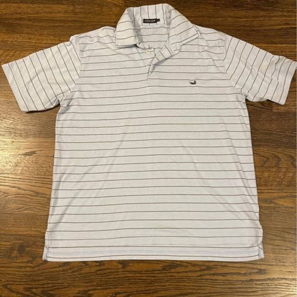 Large Southern Marsh Men’s Polo Shirt Blue Stripe Short Sleeve